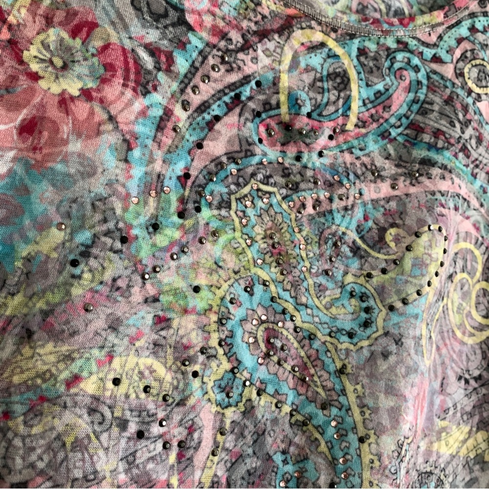GERRY WEBER y2k vibes floral paisley beaded bejeweled tee shirt t-shirt top - Picture 8 of 8